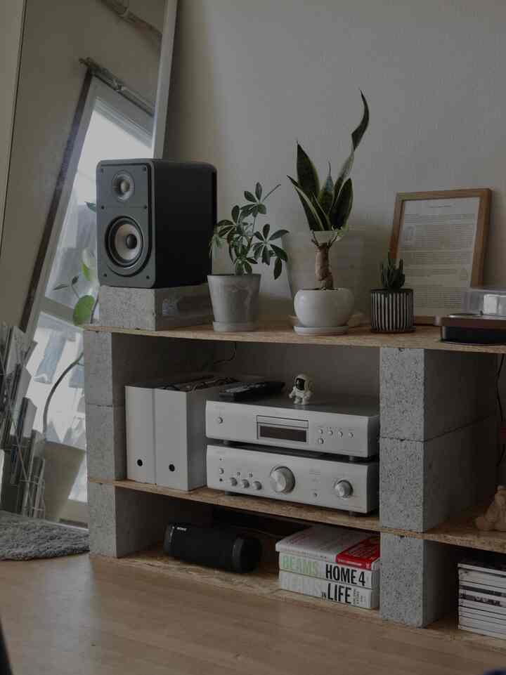 #棚DIY #コンクリートブロック棚 #簡易diy
#Rental diy #OSB #OSB合板 Interior ruang tamu #賃貸リビング