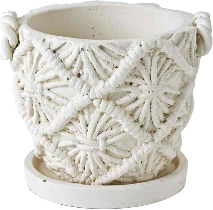 植木鉢 マクラメプランター ホワイト Sサイズ