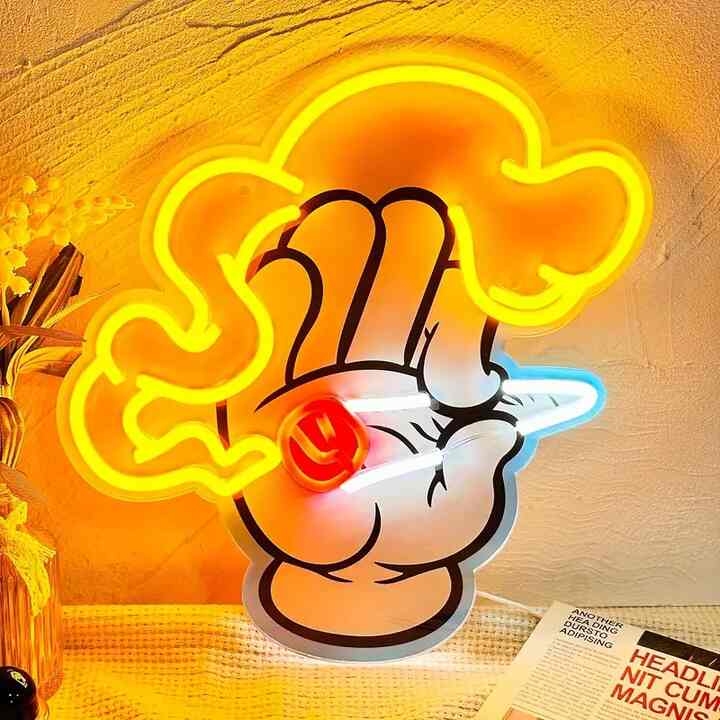 アニメハンドパターンプリントLEDネオンライト