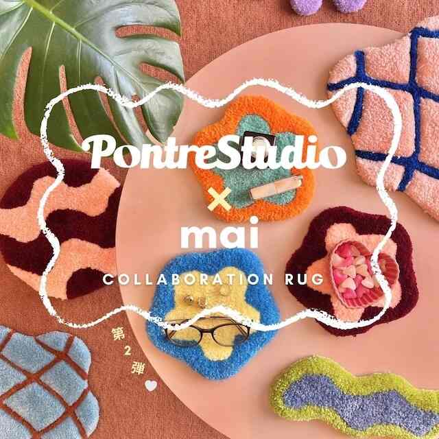 2tone flower mini rug マルチパッド