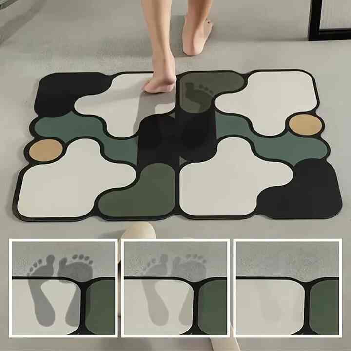 モダンな抽象珪藻土バスマット［4色］