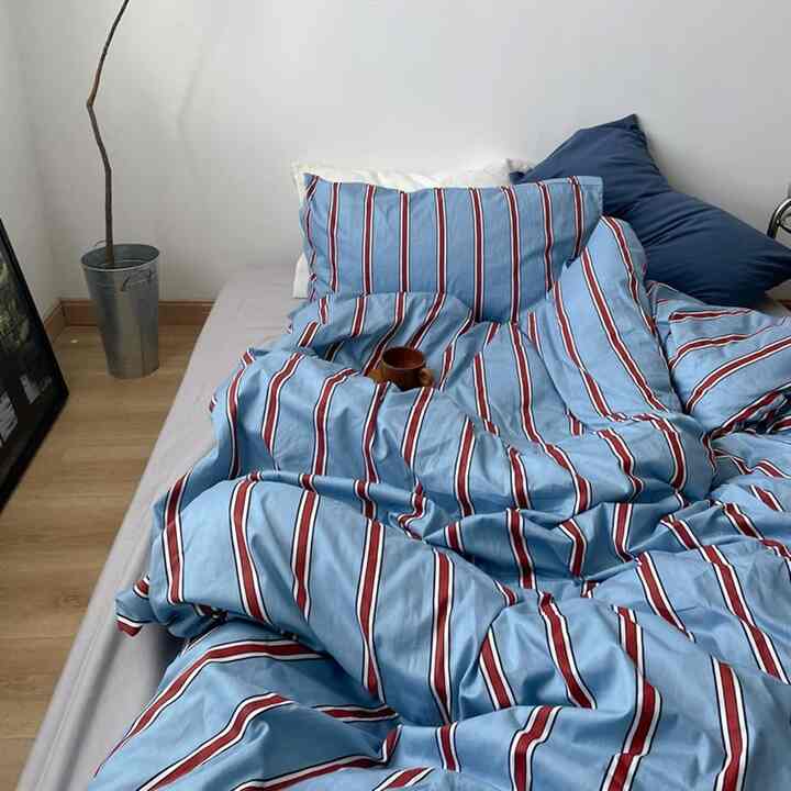ブルー シックシンストライプ 掛け布団カバー