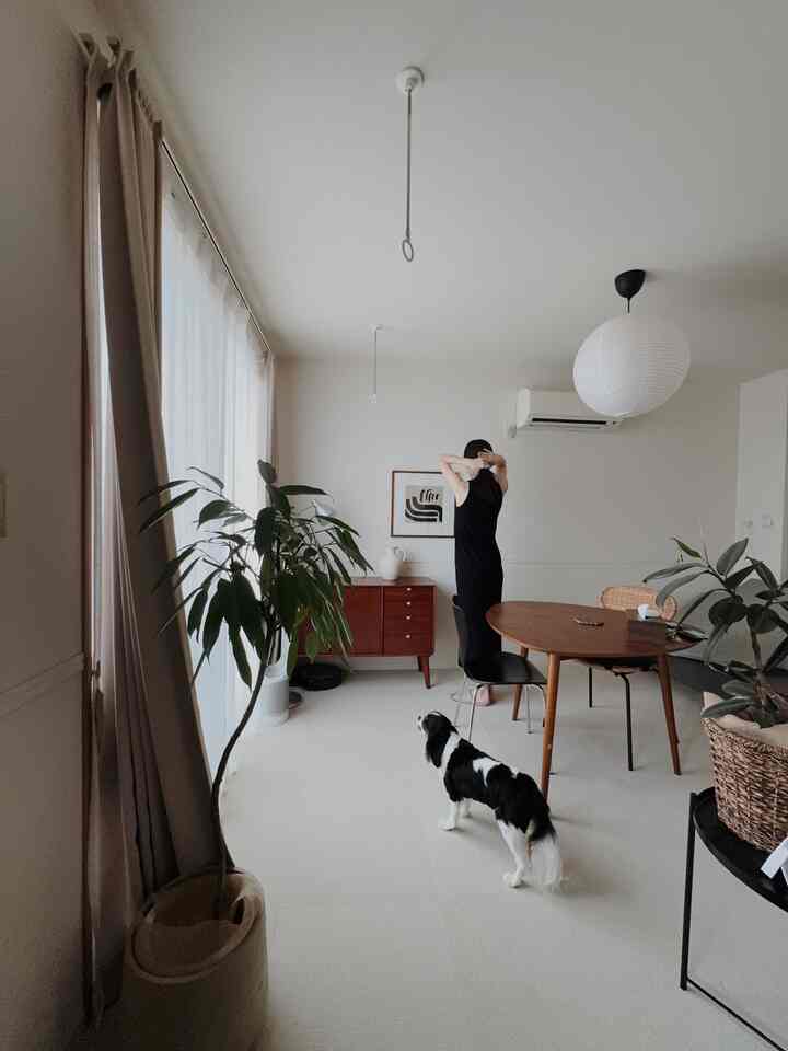 犬が駆け回れるようにタイルカーペットを敷いています
#犬と暮らす家