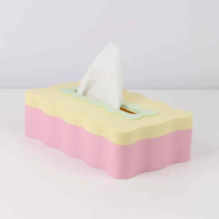Tissuedoos Laag Roze Geel ティッシュケース