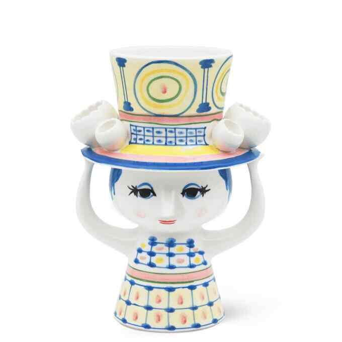 フラワーベース Lady with Hat ブルー H20.5cm