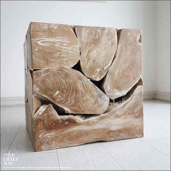 無垢 チークブロックスツールNW28 椅子