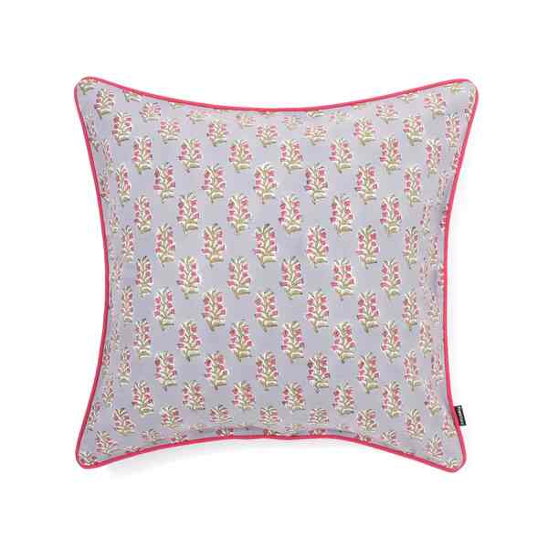 ブロックプリント クッションカバー 450×450 パープル（B-003）