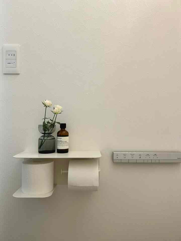 シンプルなペーパーホルダーだから、小物置いた時空間を生かしてくれる♡
#トイレインテリア