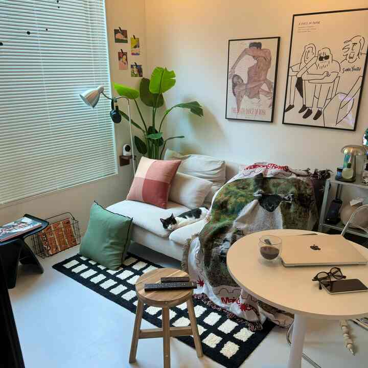 また少し配置変更〜🏠🤍
猫様はソファの真ん中にすっぽり😂


#ソーデルハムン #ソファ #ソファおすすめ 
#一人暮らしインテリア #猫がいる暮らし 
#IKEA家具 #イケアソファ 