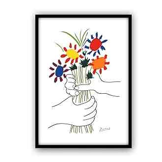ピカソ 花束を持つ手 フレーム付き ポスター