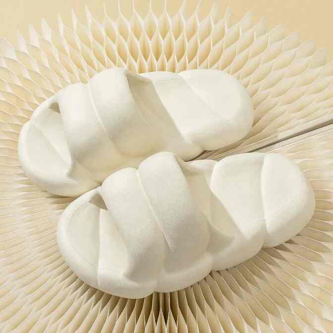 白黒毛虫の毛皮スリッパ、女性用サマーEVAサンダル