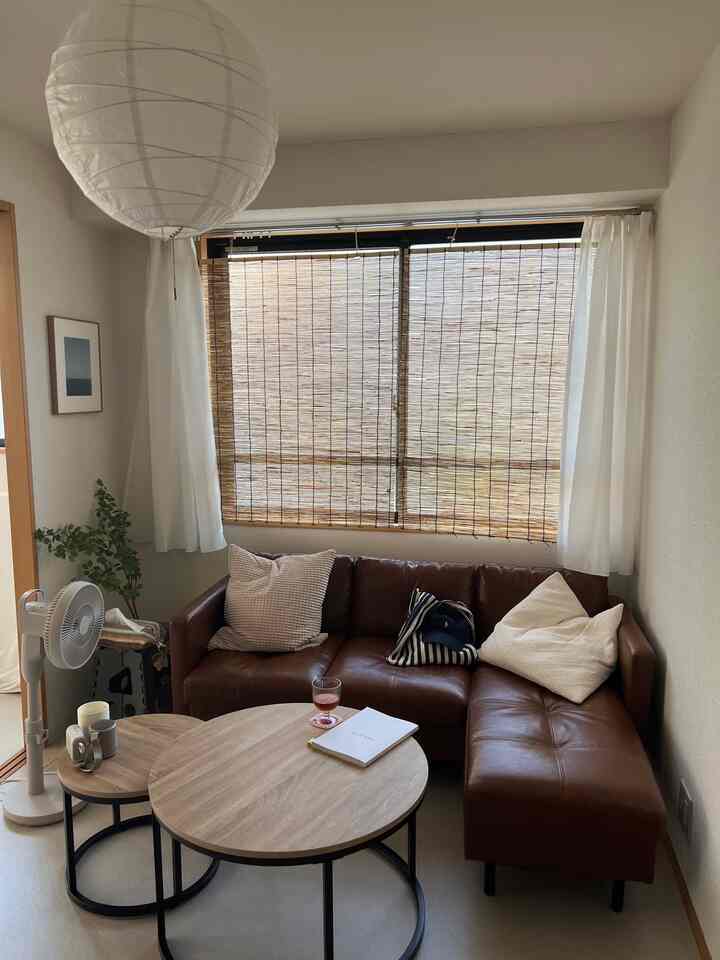 #一人暮らし
#1DK
#和モダン
#すだれ
#レザーソファー