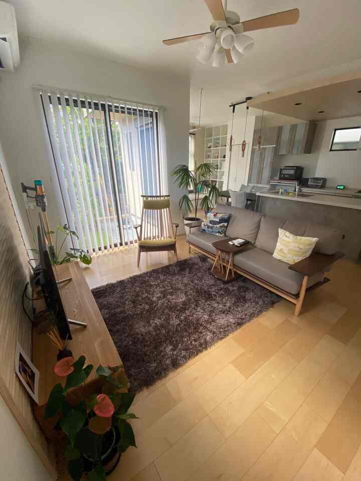 #リビング #livingroom #japandi #和モダン #オープンキッチン #レーザーソファ #leathersofa 