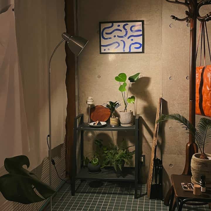 Plant zone at night 🪴🌙
I've recently become obsessed with looking at interiors that use tiles 👀

#Plants #観葉植物 #緑のある暮らし #植木鉢 #家具 #棚 #古道具 #古家具 #タイル #床タイル #ブラインド #照明 #間接照明 #間接照明インテリア #インテリア #IKEA #IKEA棚