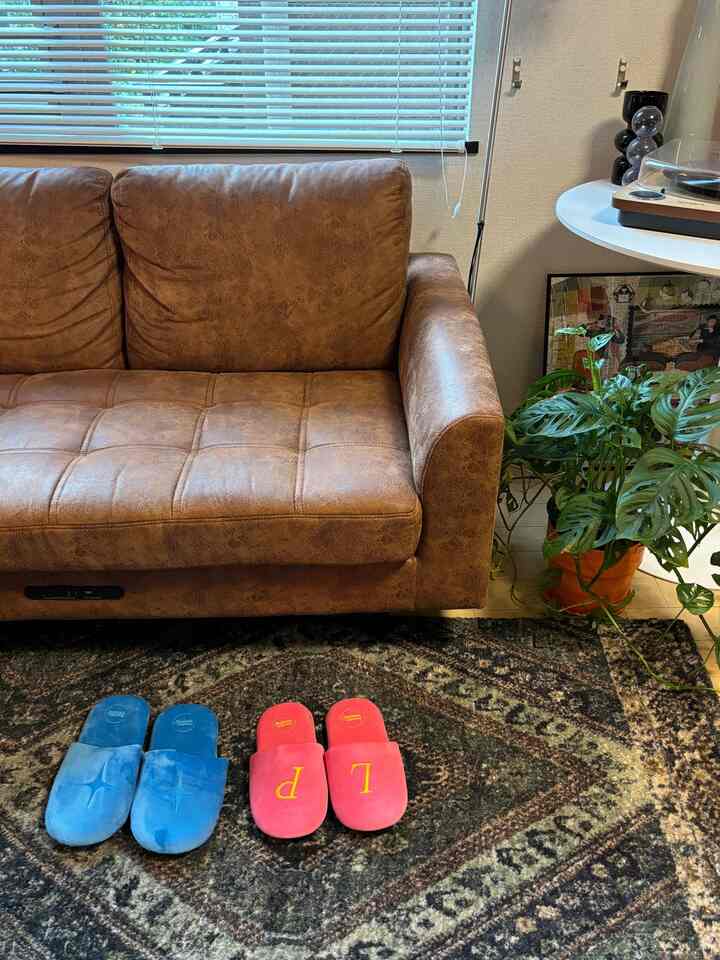 派手スリッパ💙🩷

#スリッパ #ラグ #ソファ 