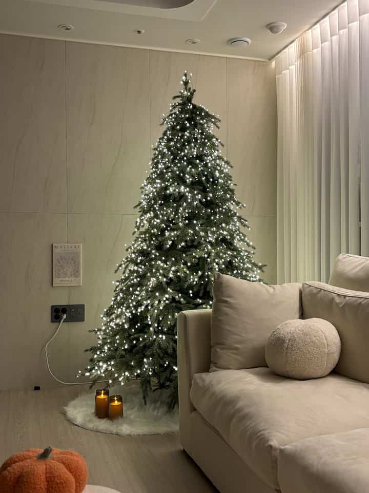 #제품제공
リビングルームのひとつにかっこいい木が登場しました Ιᐟ 
ベベデコアデルパインツリー210ですが、どうですか？
11月月からクリスマスと言っていましたが、私の家はすでにクリスマスの気持ちが漂っています〜？

ヴェヴェデコ・アデルパインツリーは、木の奥までタイトな葉でさらに豊かに
葉のPV・PVC  #크리스마스장식  #아델파인트리   #아기가있는집거실 #육아일상 