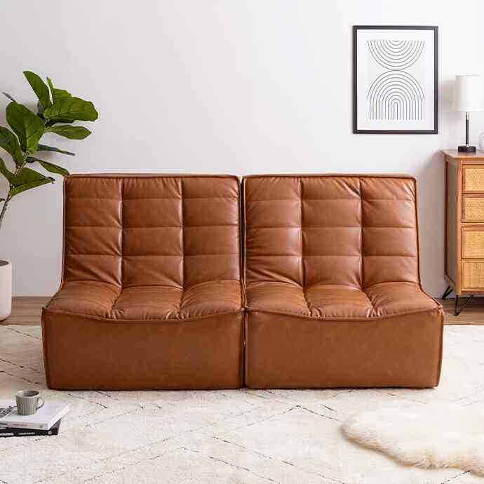 Hank PVCレザーソファ 2点セット