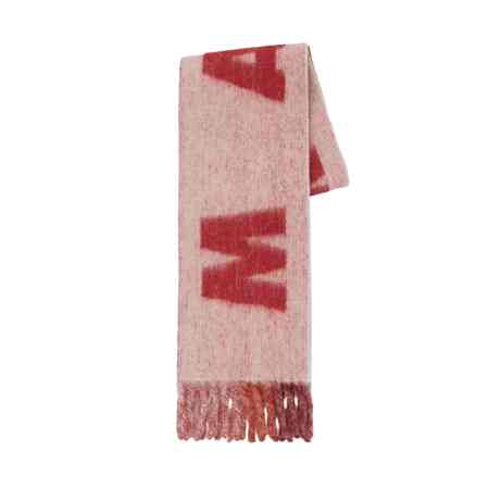 ピンク モヘヤとウール製スカーフ マキシロゴ入り