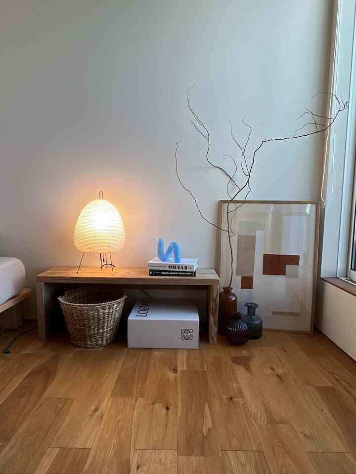 寝室です。
イサムノグチのAKARIがとってもお気に入り🥺
#イサムノグチ #北欧　#北欧インテリア #韓国インテリア #北欧アート