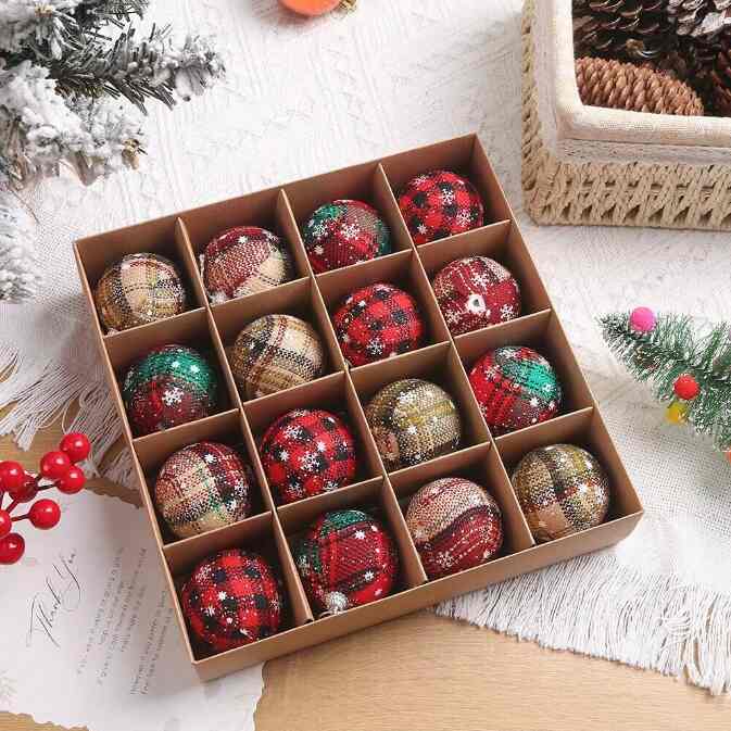 12個 カントリースタイル クリスマスボール 8cm