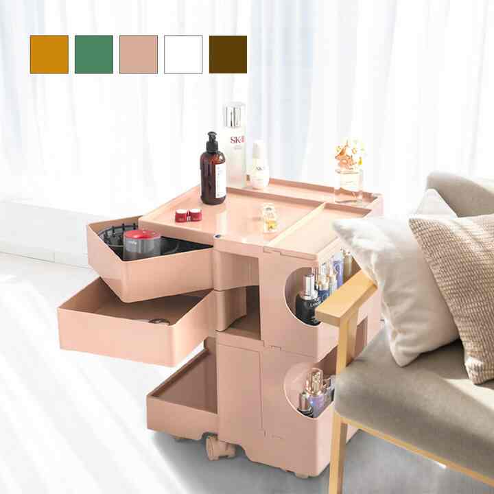 カラーワゴンキャスター付き 2段引き出し［5色］