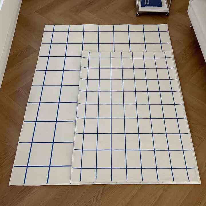 ブルー グラフチェック ラグ［2サイズ］