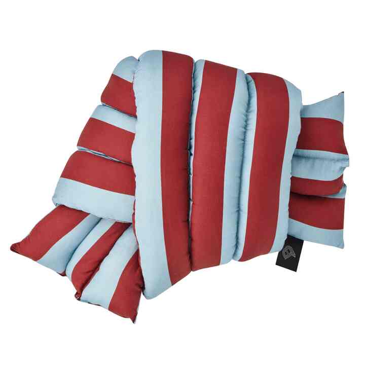 Musubi Cushion - Linen&Rayon | Candy Stripes in Steel Blue x Burgundy