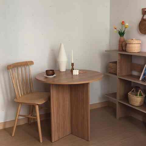 ハーフムーン ウッド テーブル 80cm ［2色］