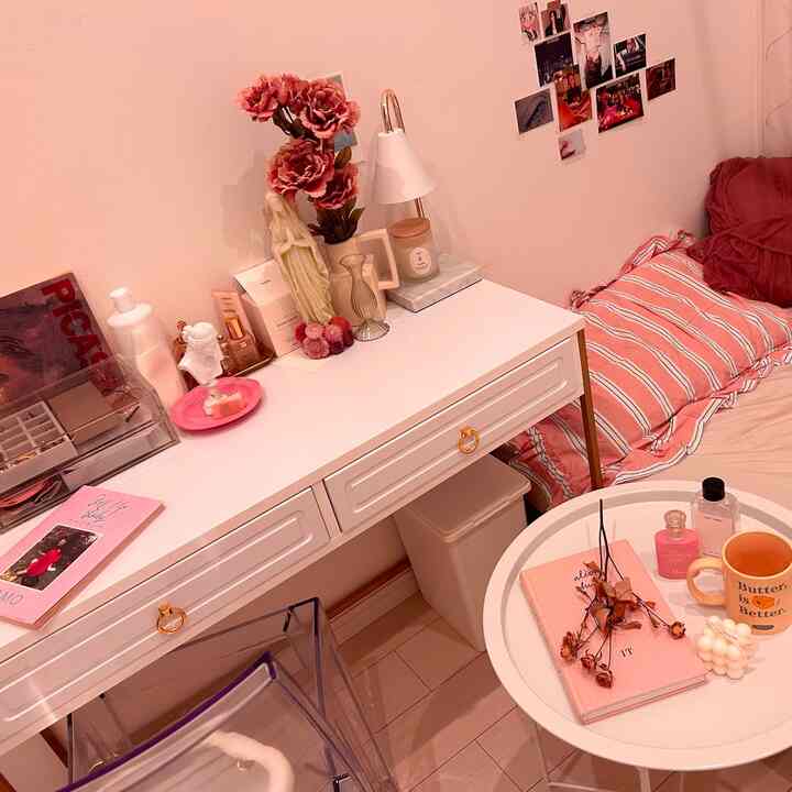 #Francfranc #ドレッサー #ひとり暮らし #サイドテーブル #ベッド #ピンク #韓国 #海外インテリア