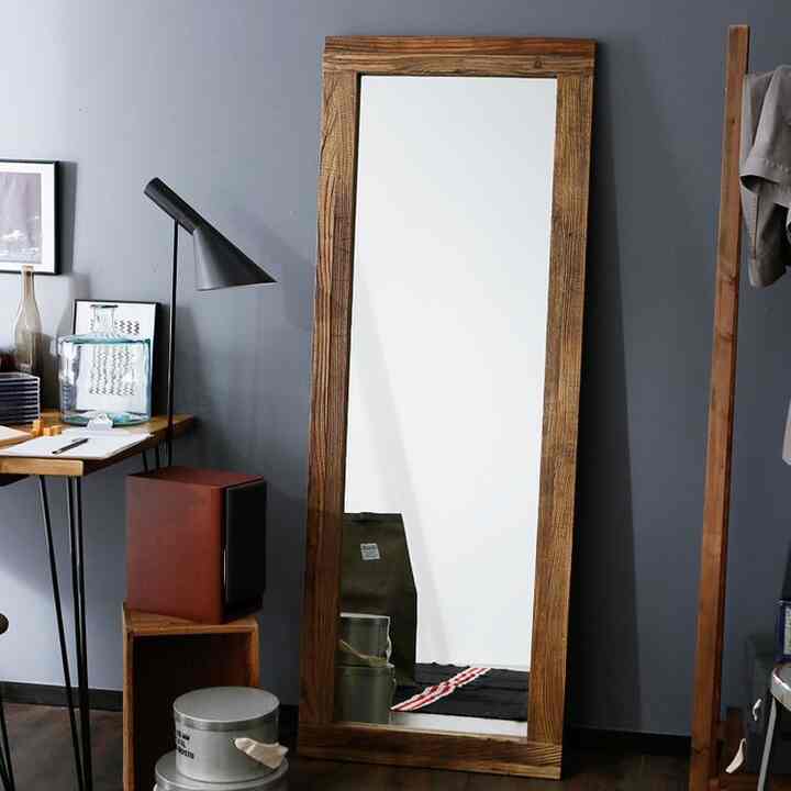 ミラー ヴィンテージ調 スタンドミラー 古材 オールドエルム［2サイズ］