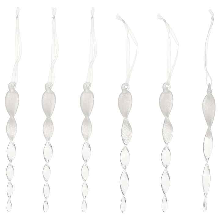 VINTERFINT ヴィンテルフィント ツリーオーナメント, つらら形 クリアガラス, 16 cm 6 ピース