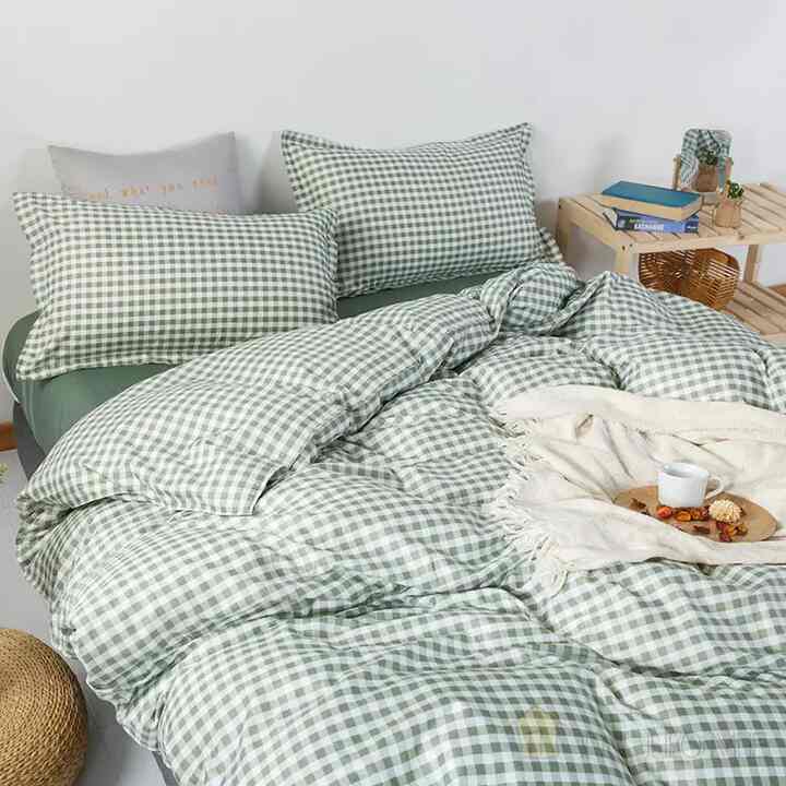 チェック柄 柔らかい 3/4点 シンプル 布団カバーセット