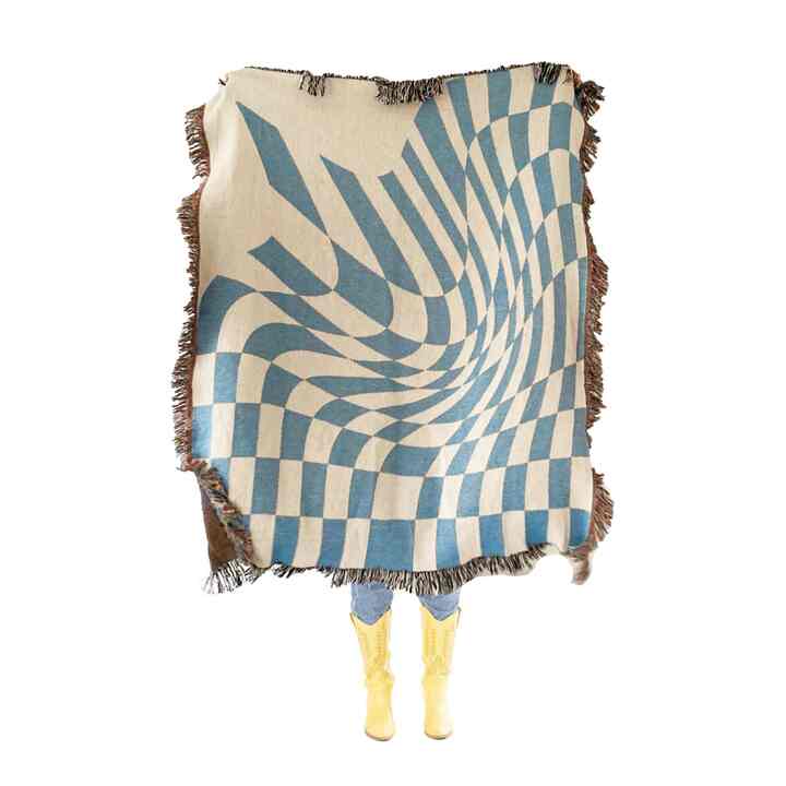 グルーヴィーなグリッド織りスローブランケット