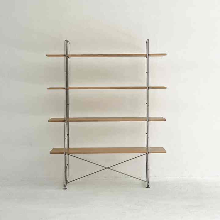 ナチュラル ステンレスフレーム 4段 シェルフユニット