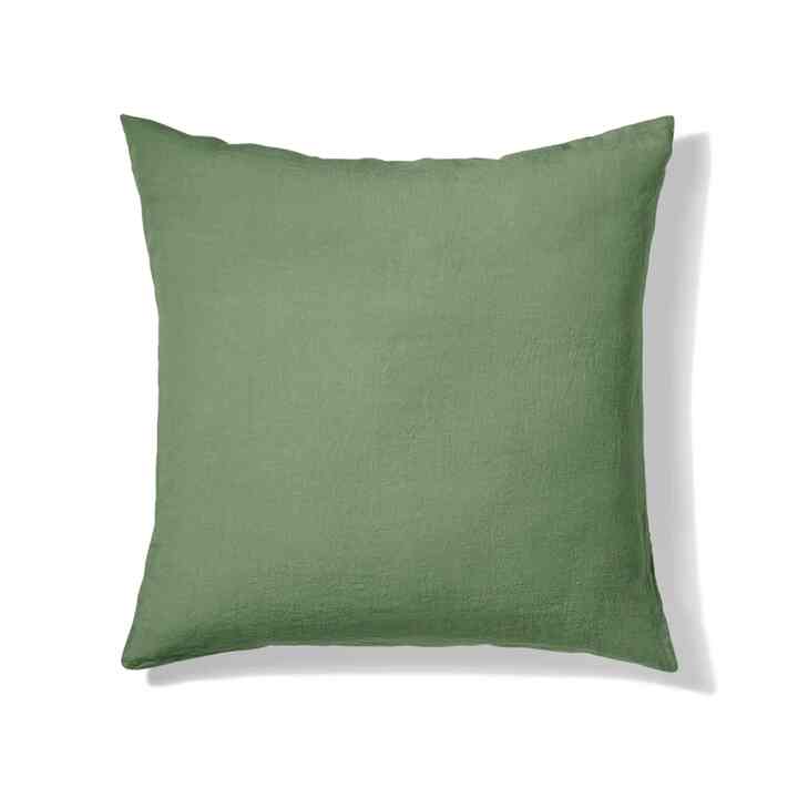 Taie d'oreiller en lin lavé - Vert d'Anduze クッションカバー