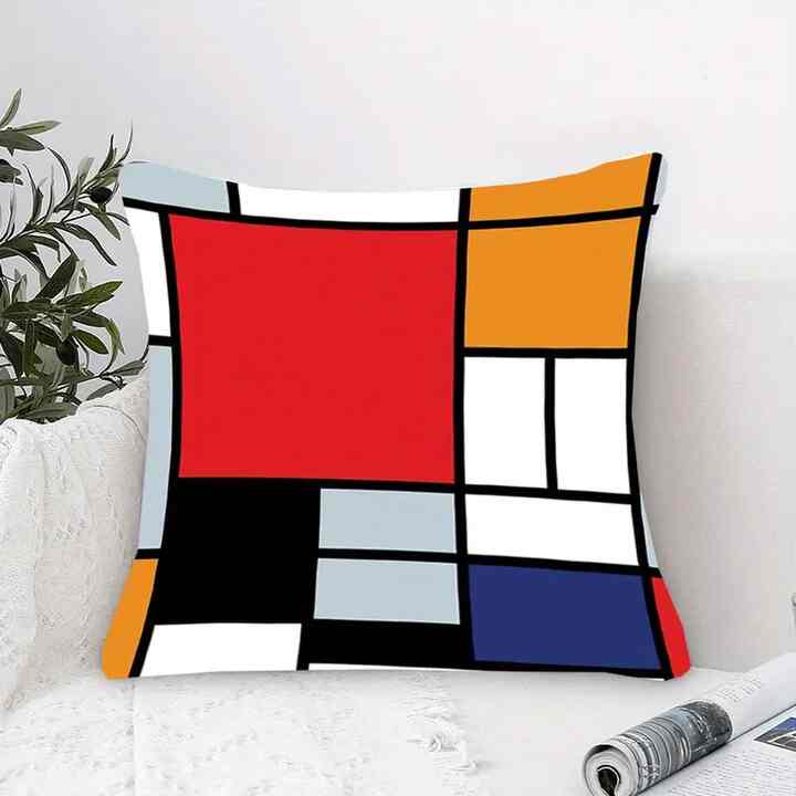 モンドリアン風 45.72x45.72cm 大きな赤い飛行機デザインのスローピローカバー