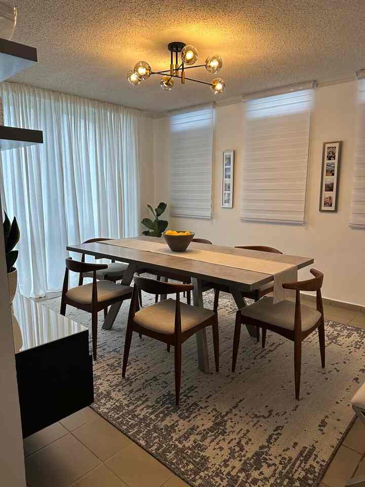 Embracing the elegance of grey! 🪑✨ My modern grey dining table paired with a chic carpet and matching chairs creates a seamless look. Everything just goes together perfectly! #GreyVibes #InteriorInspo #DiningStyle #MidCenturyModern #DiningTable #ChicDecor #Hermanmillerdupes