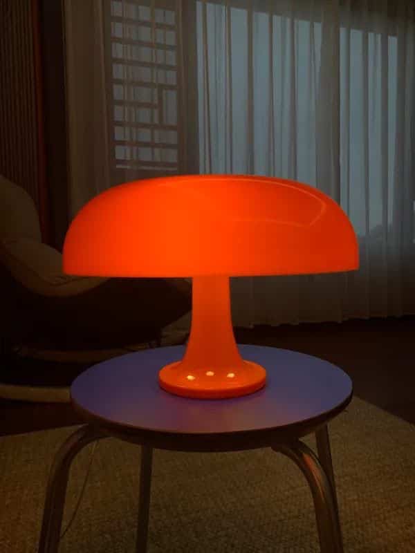 Embracing the calm with a dim light that sets the perfect mood for relaxation. 🌙✨ #DimLights #CozyVibes #MushroomLamp #MidCenturyModern #RetroDecor