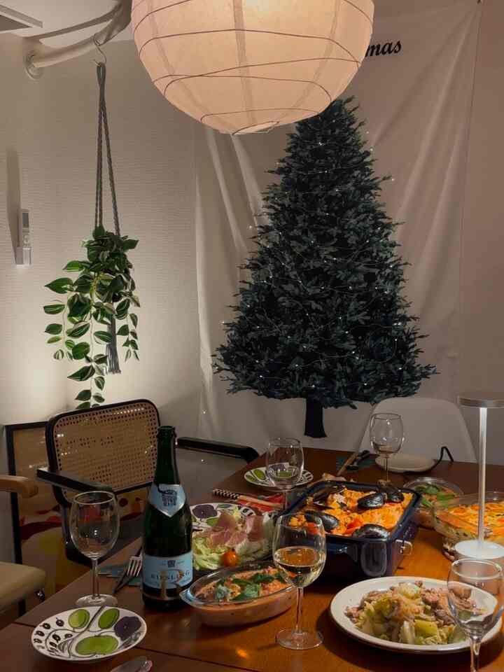 おともだち招待してクリスマスパーティー🎉

#クリスマス #クリスマスツリー #タペストリー