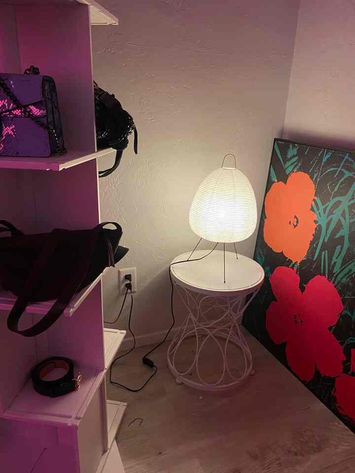 Stepping into my moody dream with this fabulous dressing room and the perfect lamp to set the vibe! ✨💡 Ready to create some chic looks! #DressingRoomGoals #MoodLighting #StyleInspo #TableLamp #ModernDecor #WallArt