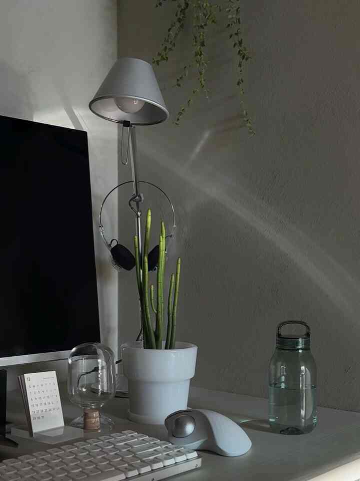 仕事中の水分補給に最適なかわいいサイズのボトル

#ワークスペースインテリア #ウォーターボトル #カレンダー #キーボード 