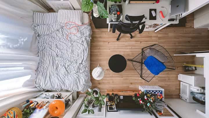 #真俯瞰 #狭い部屋のインテリア #ワンルームインテリア 