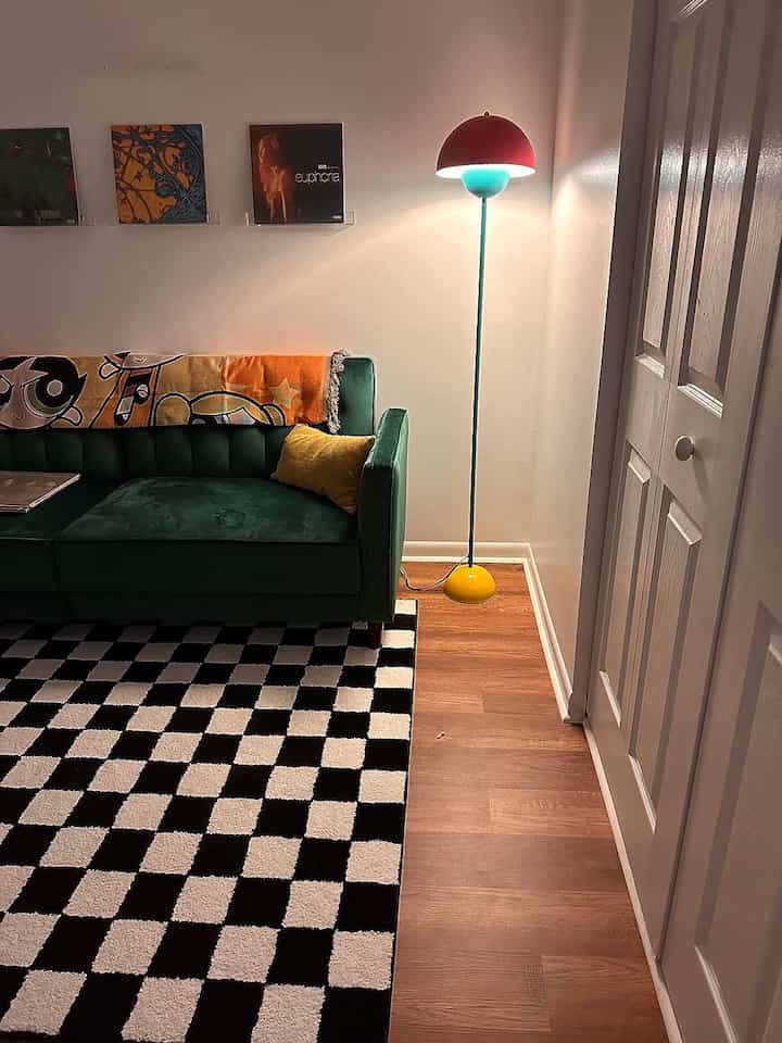This lamp exceeded my expectations in every way! Assembly was a breeze, taking less than 60 seconds. I also took on a DIY project to achieve a sleek design that could double as a statement piece. The result? A designer lamp that didn't break the bank. I couldn't be happier with this purchase

#MidCenturyModern #VelvetSofa #CheckeredRug