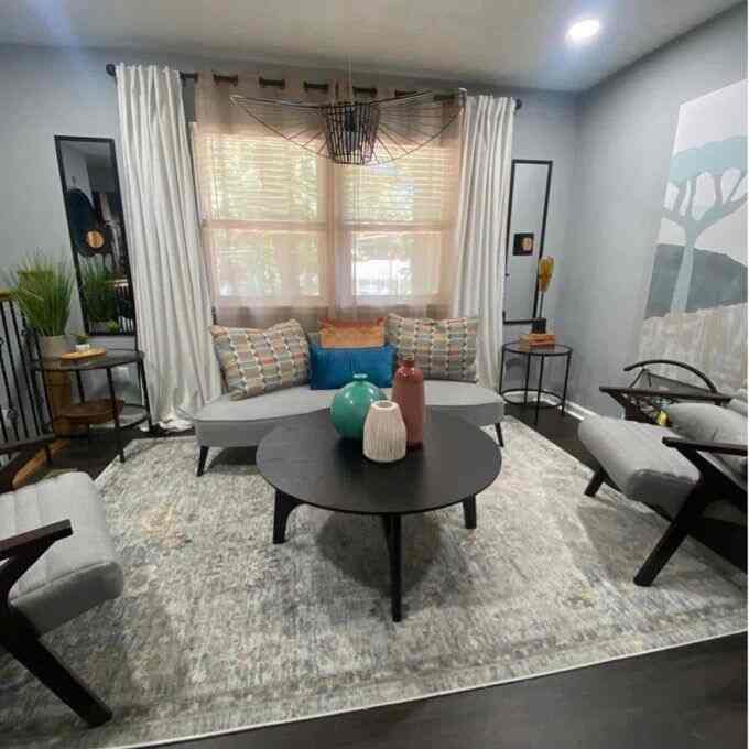 Cute Cute Cute!!! I love the simplicity of this table and the quality of the wood. It all of 5 screws and that’s it and the weight is substantial as well. The dark matte black can go with contemporary or minimalist style. I say give this baby a go and glad like I am that you did.

#MidCenturyModern #CoffeeTable #AccentChairs