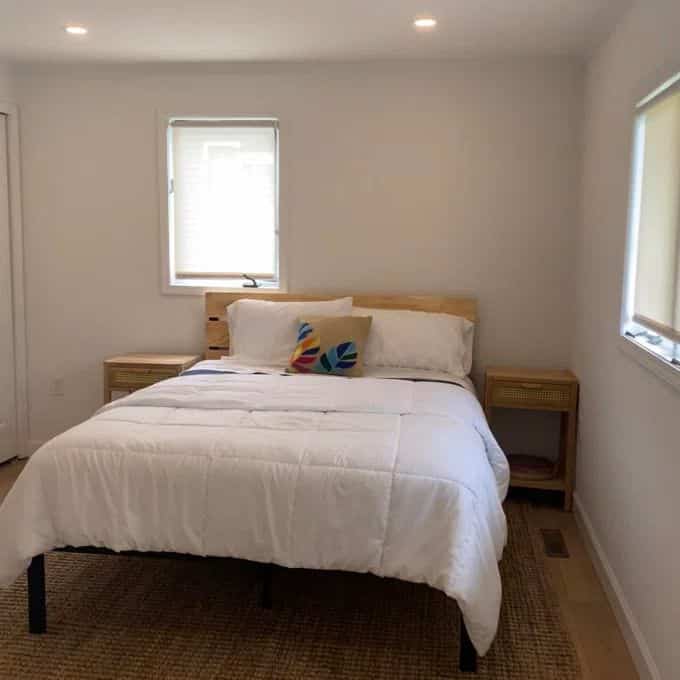 Sturdy, easy to follow directions and looks just like the photo. The headboard is a great height- not too high but tall enough to lean pillows against. I love it!

#MinimalistBedroom #WoodenBed #ScandinavianStyle