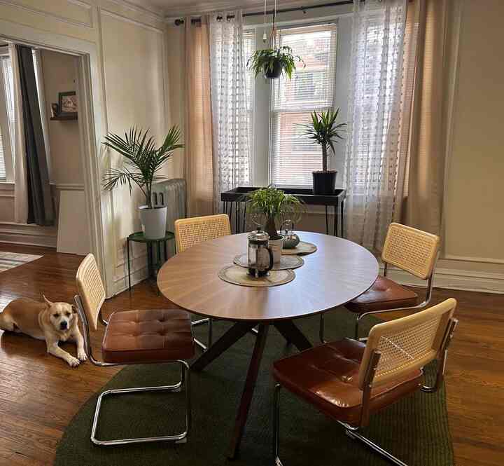 Gather 'round this gorgeous wooden round dining table! 🍽️✨ It’s the perfect centerpiece for family dinners and memorable moments. Love the warmth and charm it brings to our space! #DiningTableGoals #WoodenBeauty #HomeStyle