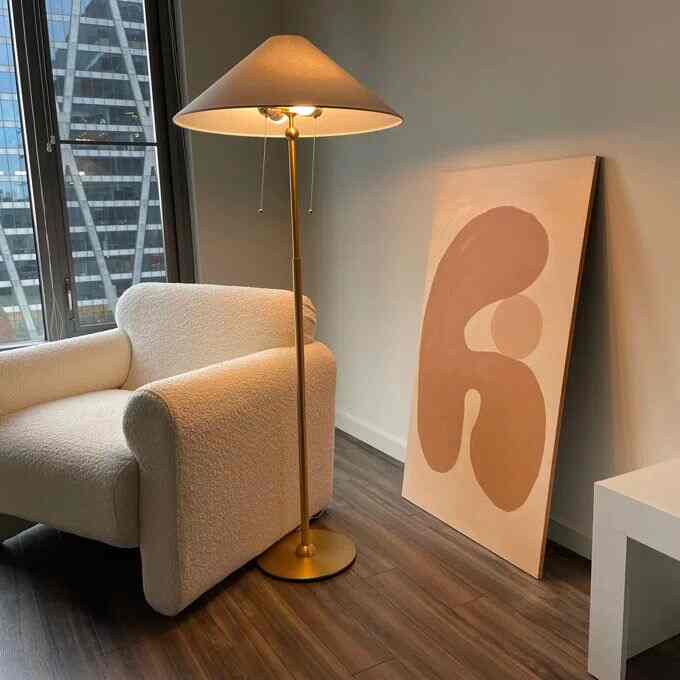 Creating my little escape in the corner with this cozy lounge chair ☕✨ Perfect for curling up with a book or sipping tea. #CozyCorner #LoungeLife #FloorLamp #ModernArt #ContemporaryDesign