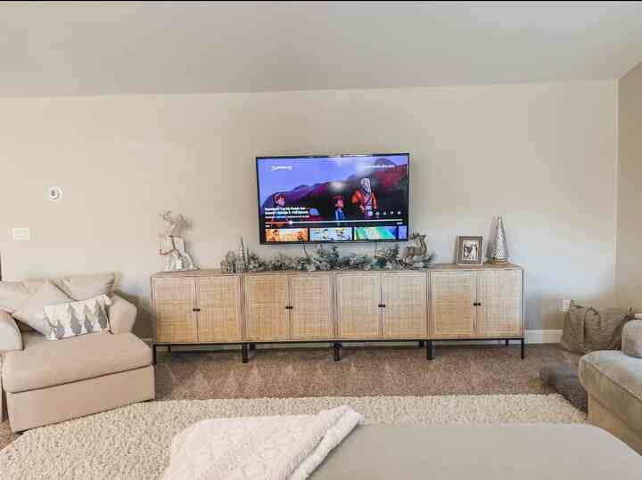 Blending the warmth of rattan with the serene vibe of Japandi style in my living room! 🪴✨ A harmonious mix of functionality and beauty. 
#JapandiStyle #RattanLove #RattanCabinet #ModernDecor #NeutralLivingRoom