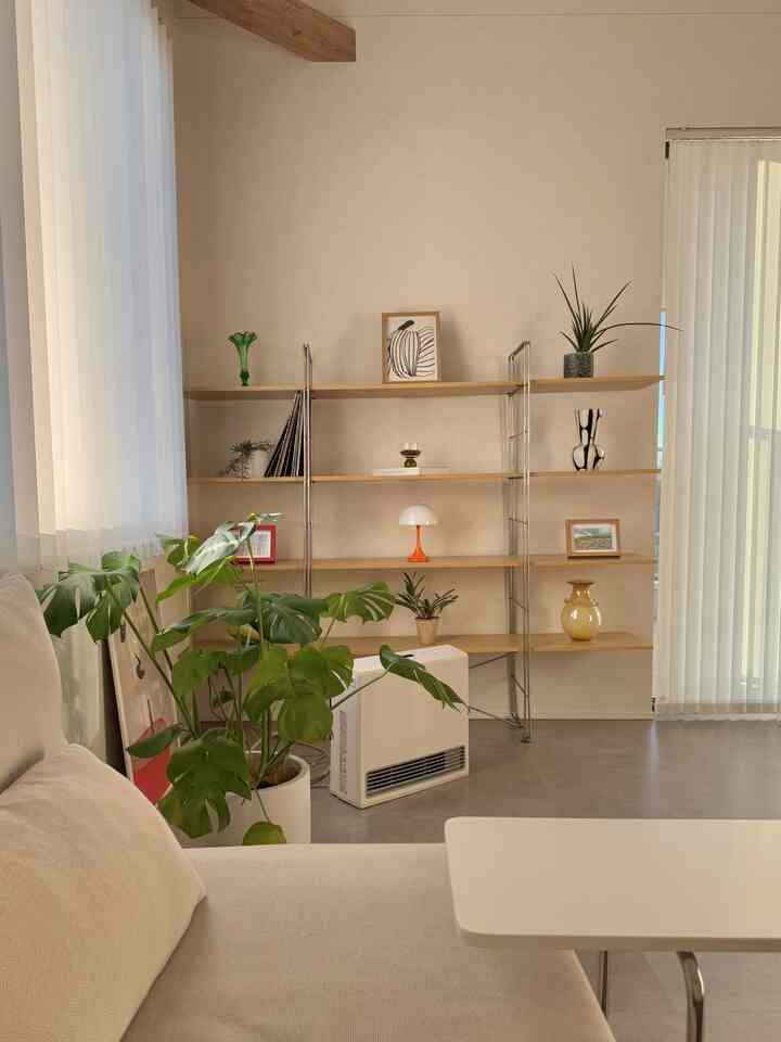 お気に入りの棚には、趣味で集めている花瓶や、フレーム、観葉植物を置いています。

地震が来たらどうしよう。。と対策を夫と考え中🤔

#棚 #ラック・シェルフ #花瓶 #花瓶インテリア 
#ガスファンヒーター #IKEA家具 #IKEA