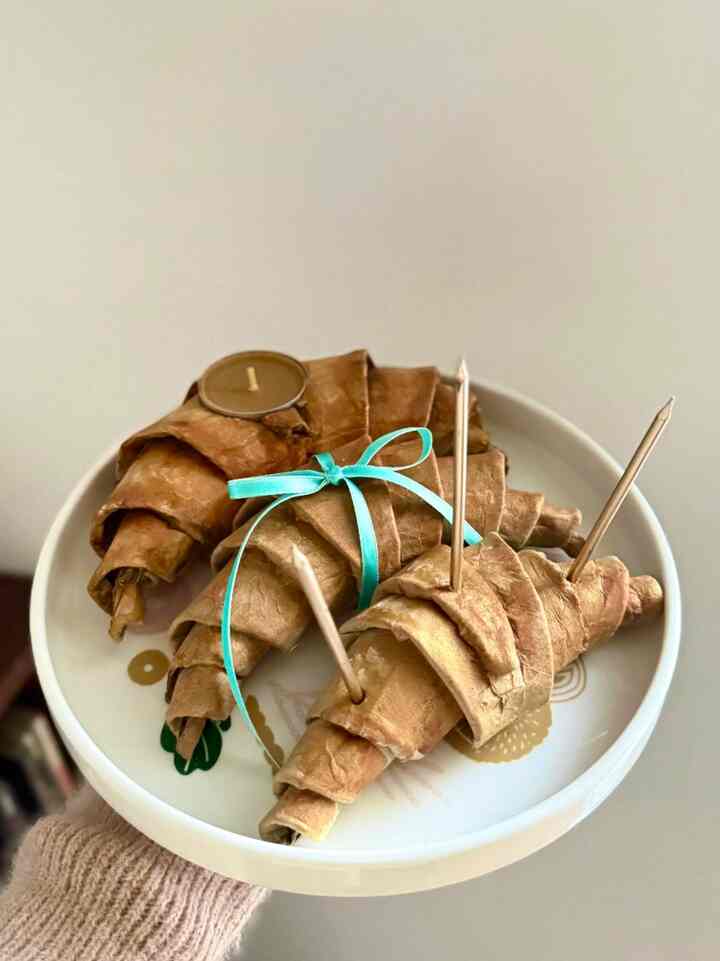 紙で作られたクロワッサン装飾 #diy #craft #테이블세팅 #크루아상 #캔들 #캔들홀더 